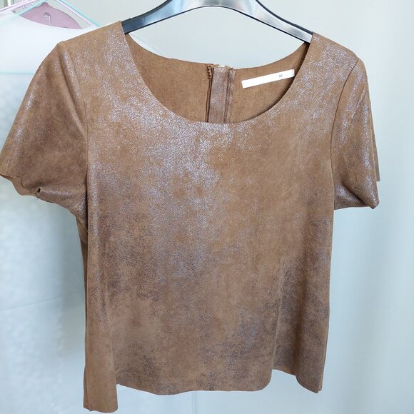 ONLY Suede Short-Sleeve T-Shirt - Picture 3 of 11